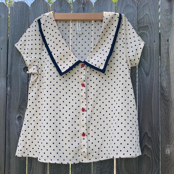 Anthropologie Tops - SALE! Retro polka dot collared blouse
